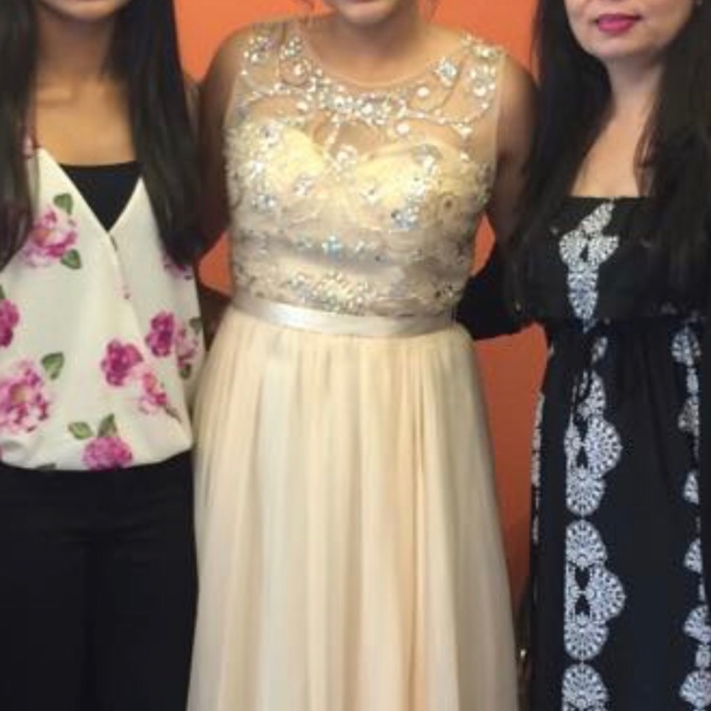 Floor Length Tan Prom Dress